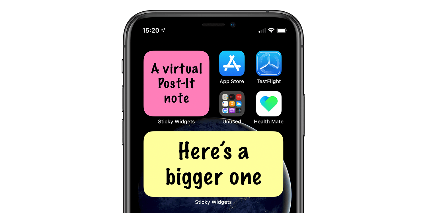Sticky Widgets lets you put a virtual Post-It on your iPhone home screen